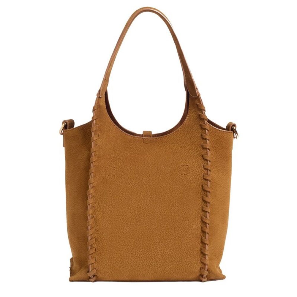 Sam Edelman Tan Brown Crossbody Tote with Whipstitch Detail - Picture 2 of 4